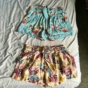 Two XS Jolt Paperbag Shorts- Tropical Floral Print